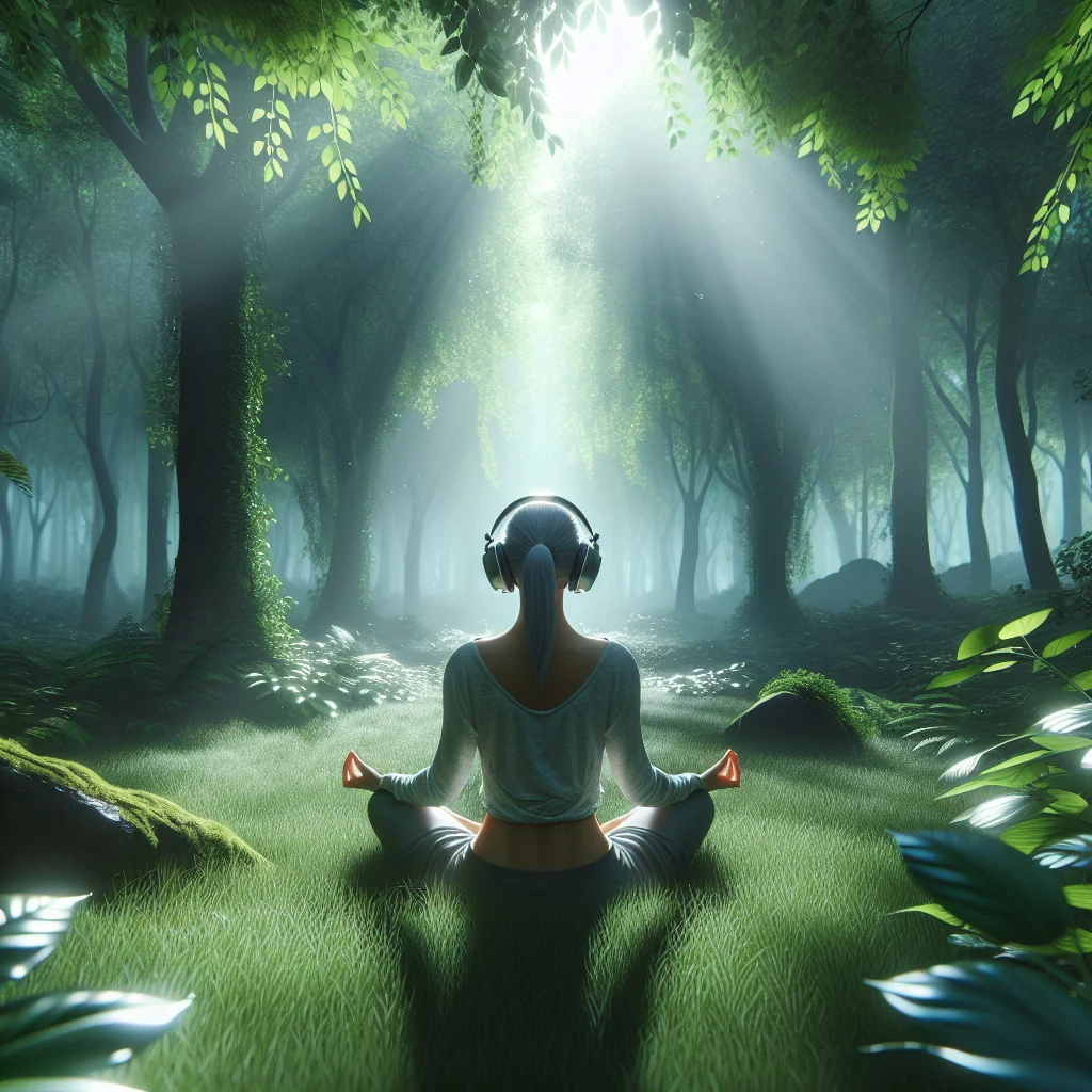 Woman meditating silently in a peaceful home