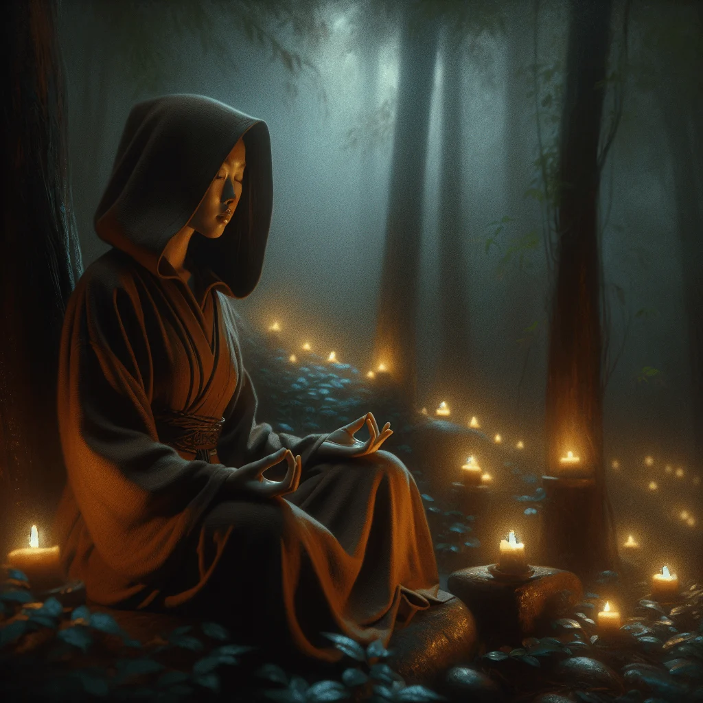 A person doing Jedi-style meditation outdoors