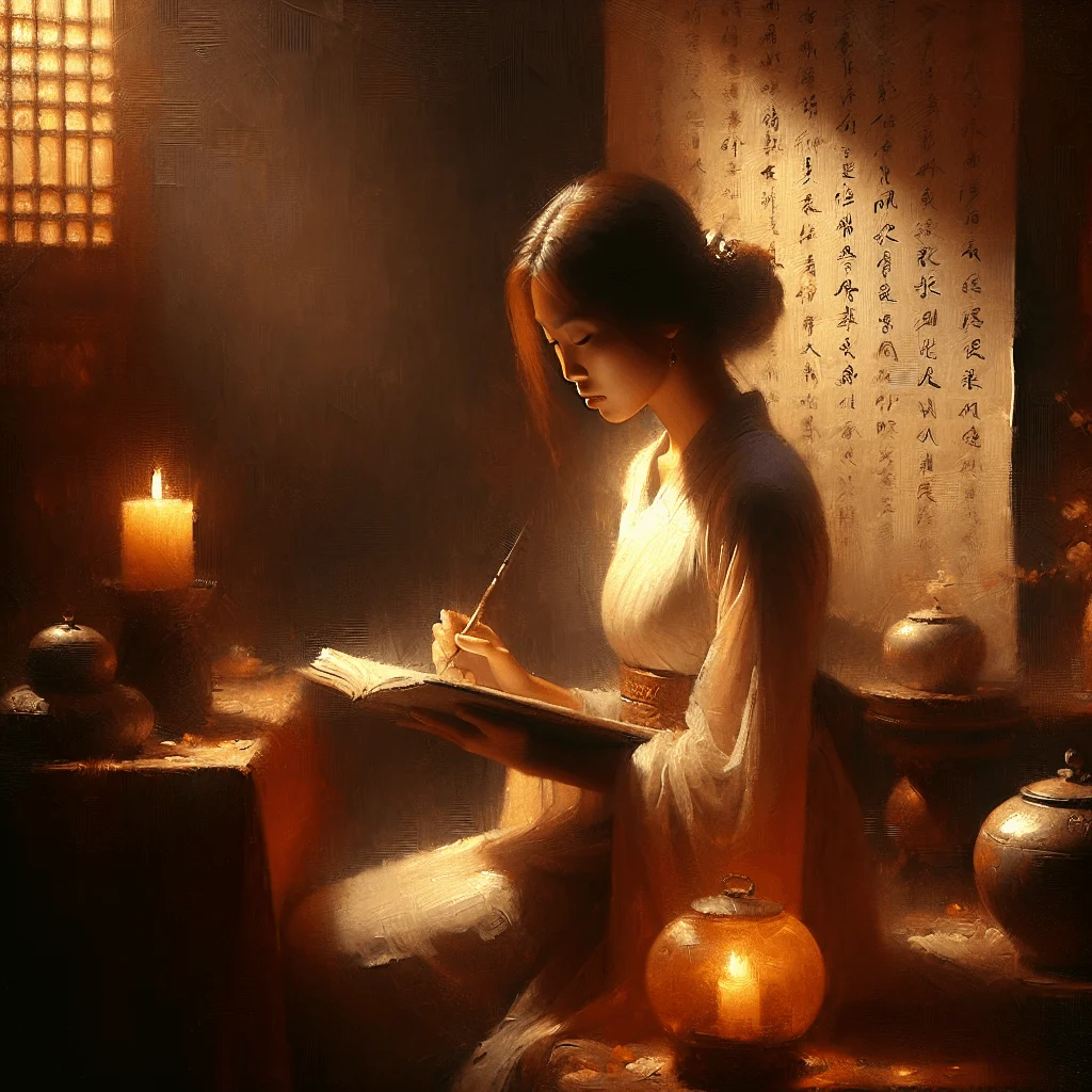 A woman sitting peacefully by the window with an open Bible, meditation journal and soft morning sunlight, reflecting on God’s Word.