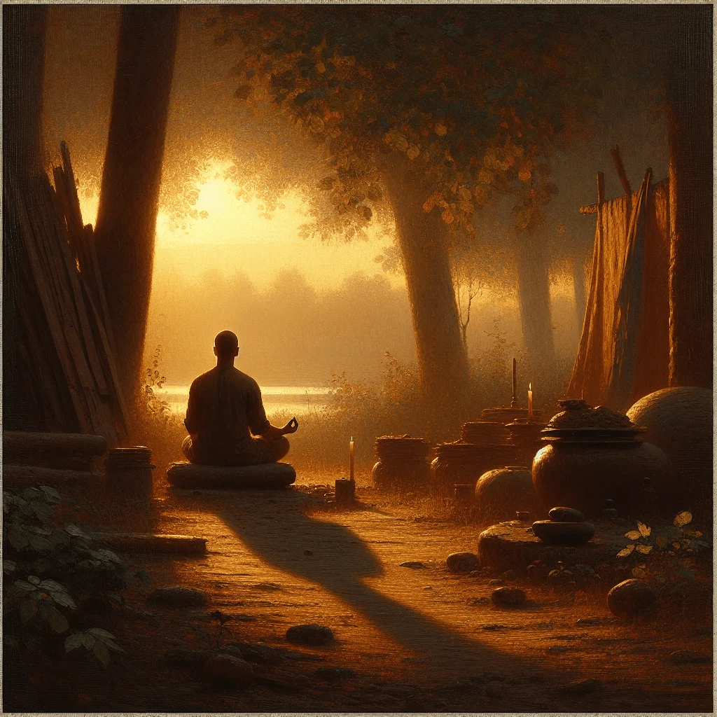 A peaceful woman meditating outdoors without a meditation guide