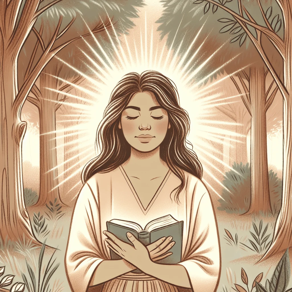 Christian mindfulness through prayer in nature with sunset scenery