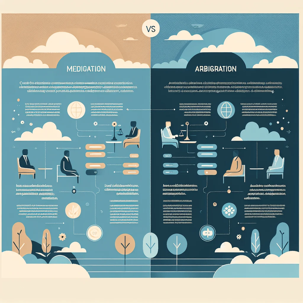 visual guide explaining the difference between mediation and arbitration methods