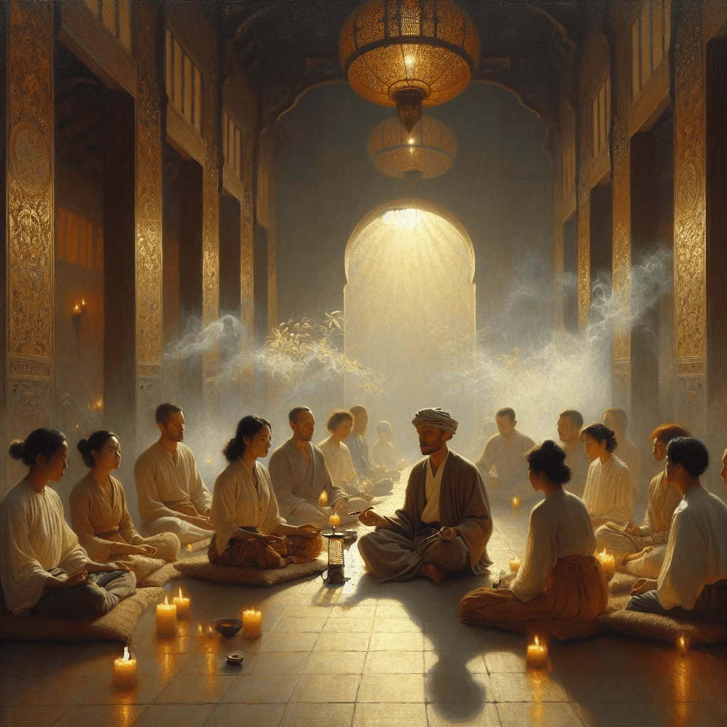 how to start a meditation business, guided meditation session between teacher and a group of students