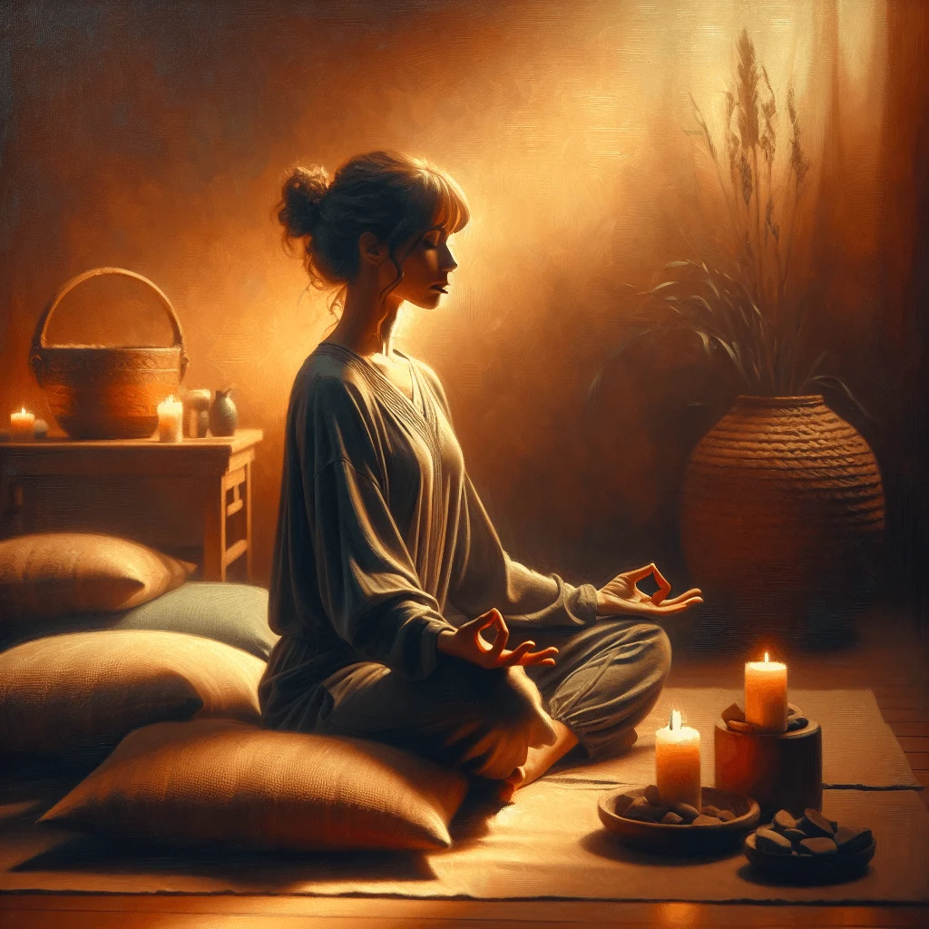 Person practicing guided meditation during certification course