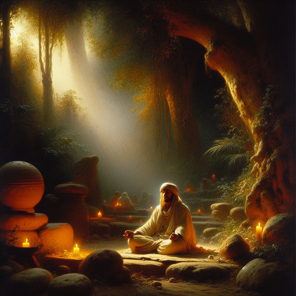 Person practicing meditation for today AA in nature, seated calmly on a rock
