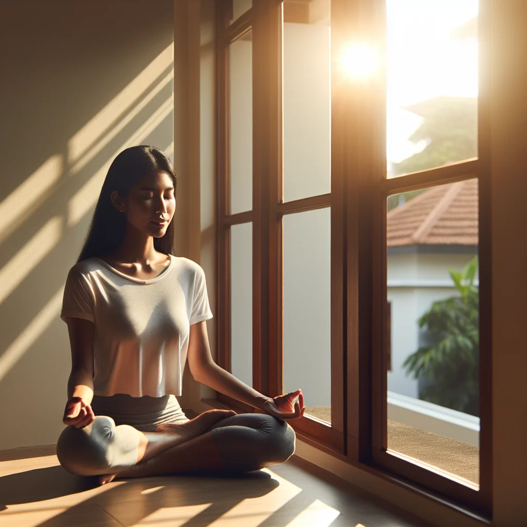 Meditation just for today practice by a peaceful window space