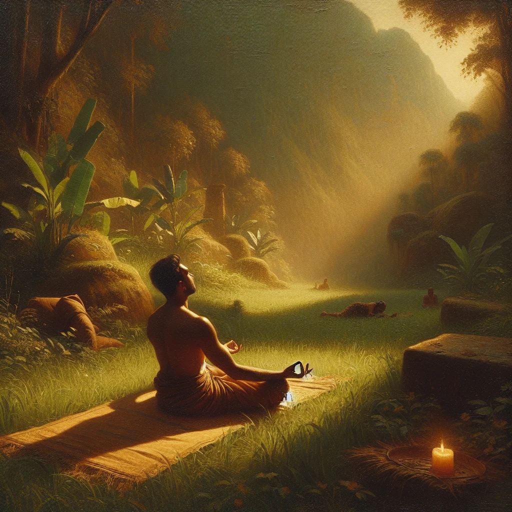 person lying on grass practicing somatic meditation in peaceful natural surroundings