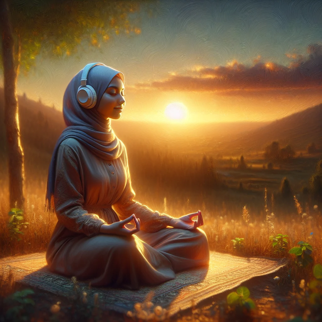 woman listening to the best meditation audiobook for beginners with headphones in nature