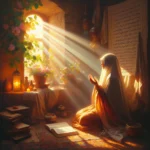 Person lighting candle during prayer ritual for inner peace