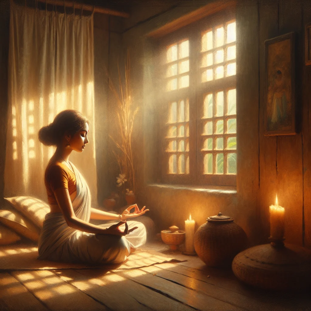 Man practicing daily spiritual meditation in a peaceful garden