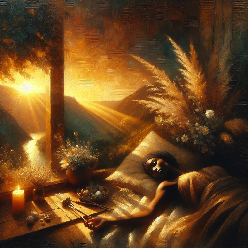 Person experiencing fatigue during spiritual awakening, sitting alone in nature