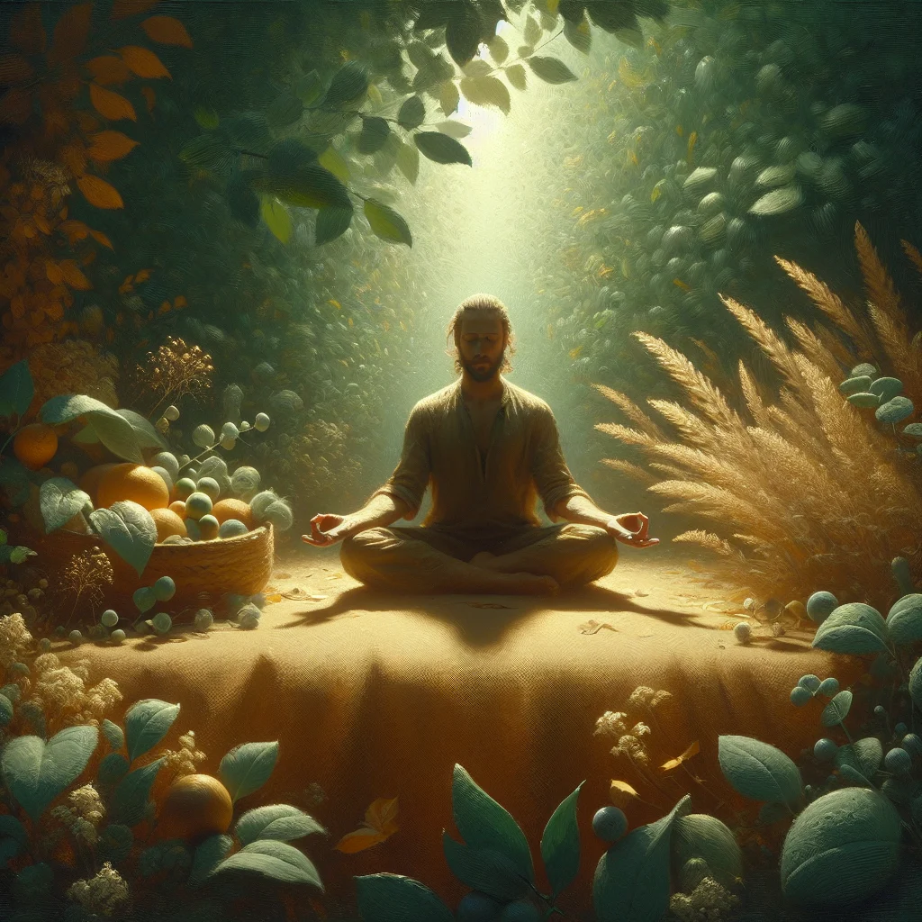 Woman doing free daily spiritual meditations in the morning by the window