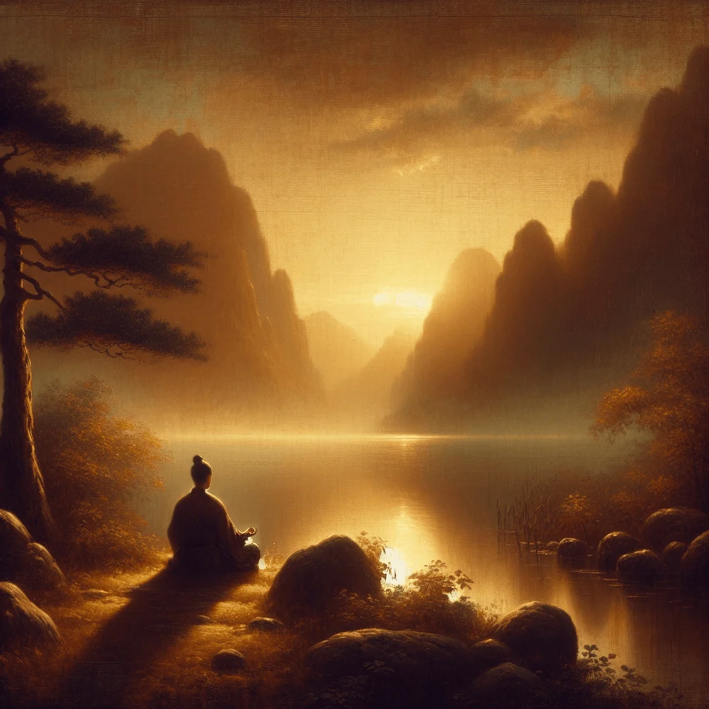 Person meditating in nature, practicing self care