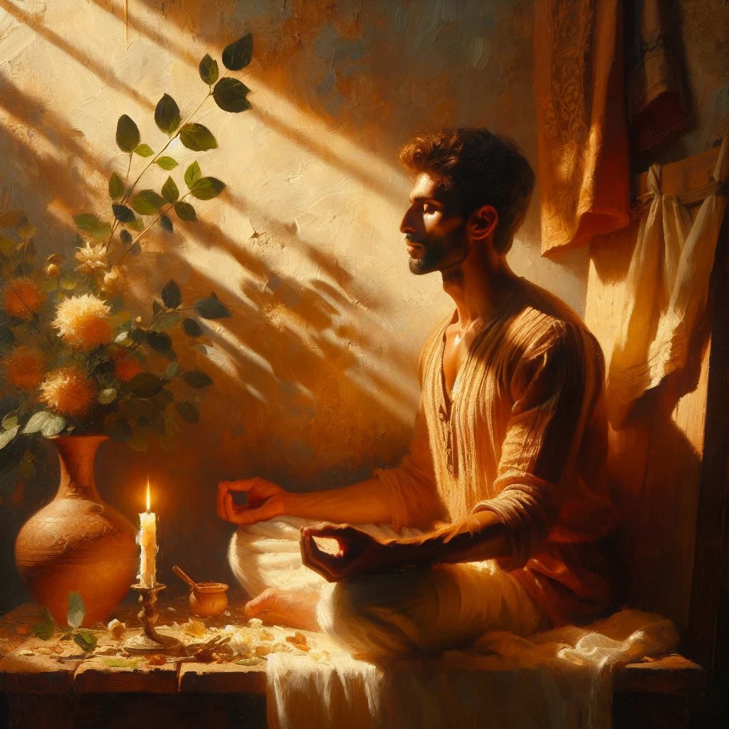 Person in mindful posture reflecting during a guided meditation for self discovery
