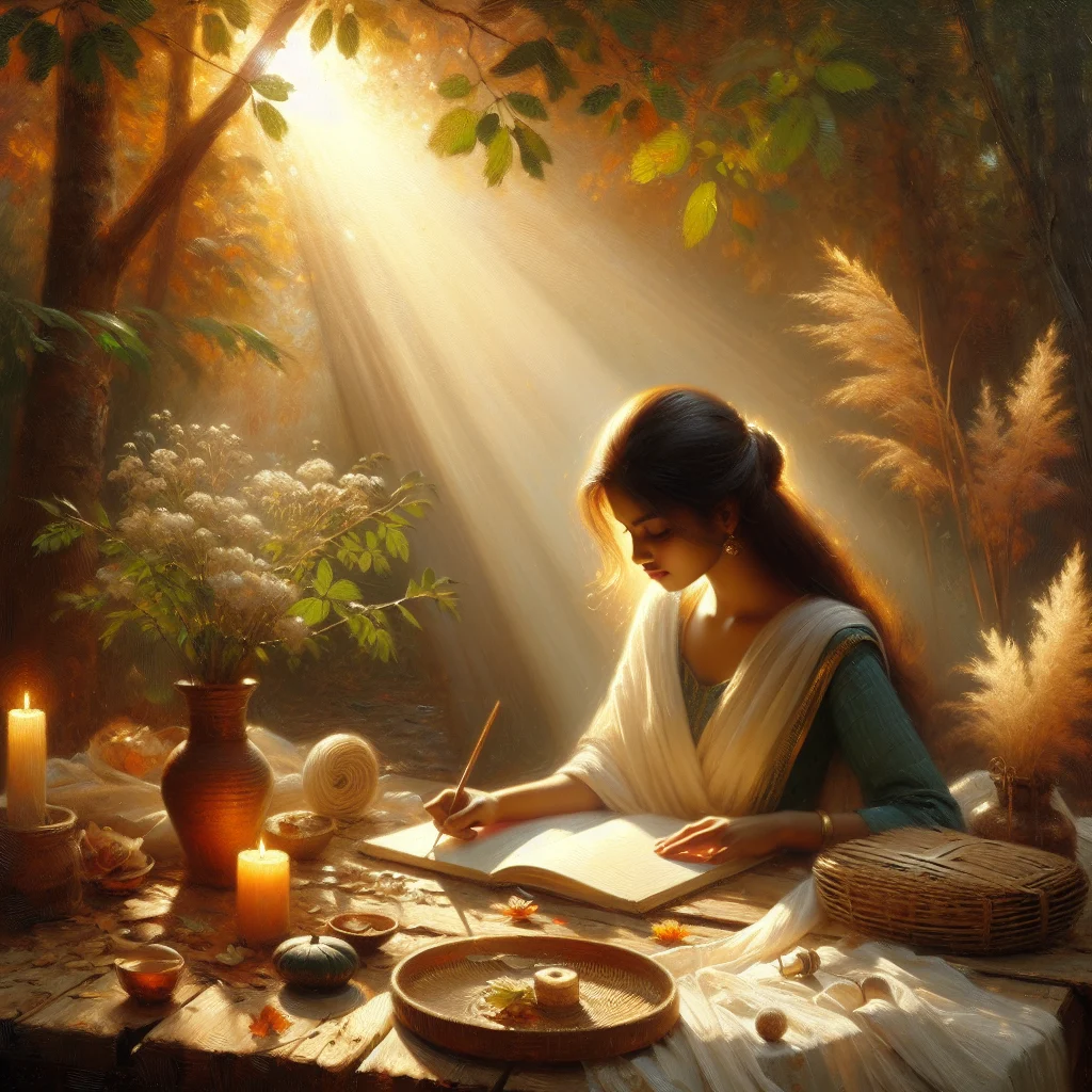 Young woman journaling outside, exploring personal growth through a how to discover yourself PDF