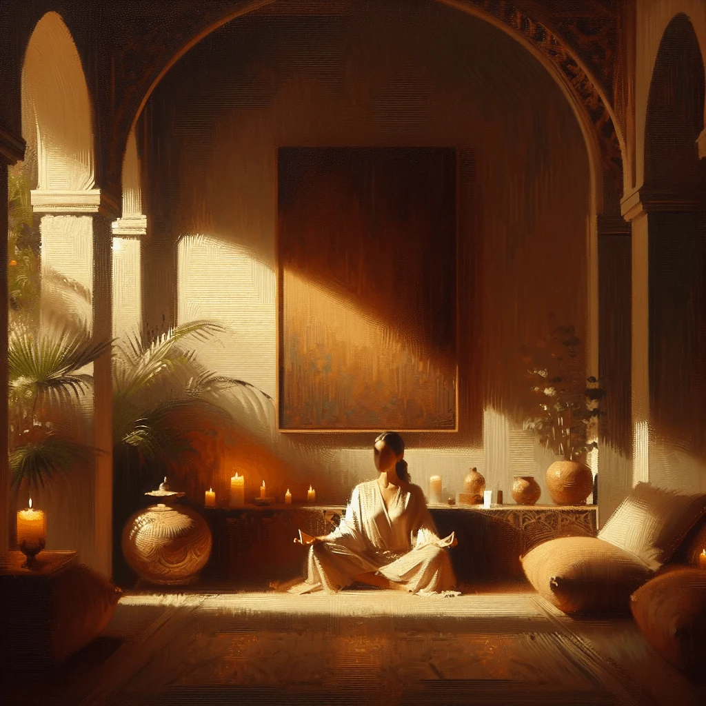 Introvert woman meditating alone in a peaceful room as part of self care for introverts