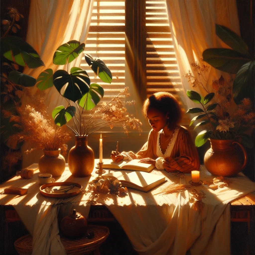 Person writing journal prompts for inner peace in the morning