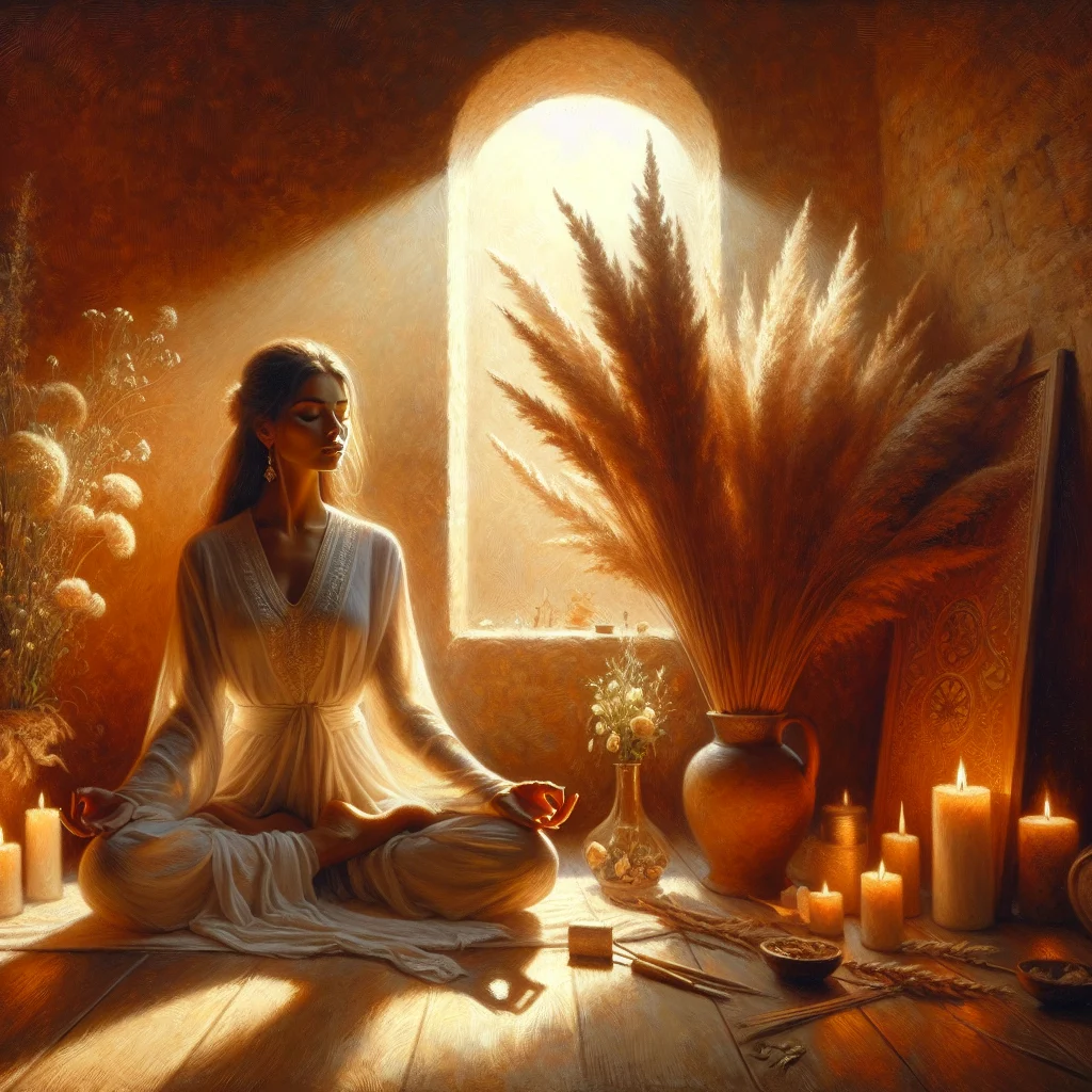 A woman doing Kundalini yoga for self-love and spiritual awakening in a serene space