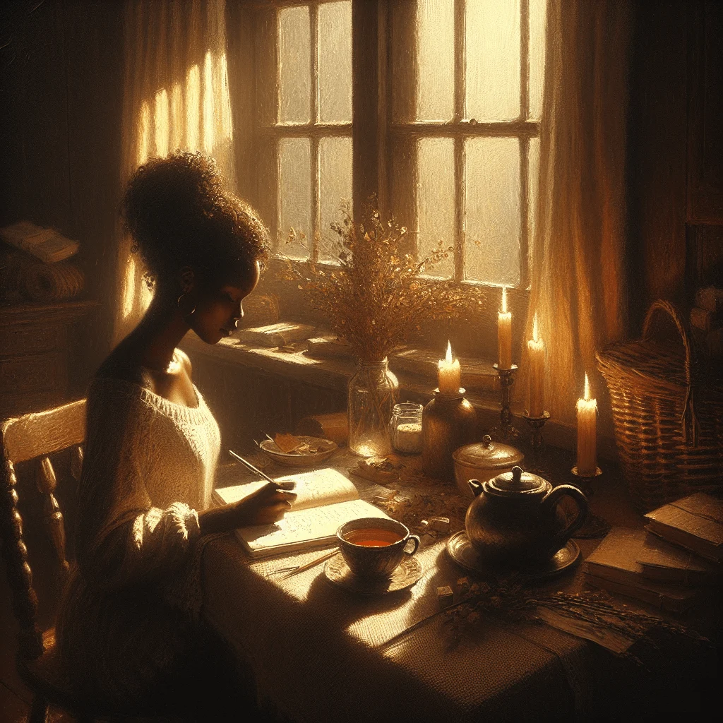 Introverted woman journaling by a window as part of her self care for introverts routine