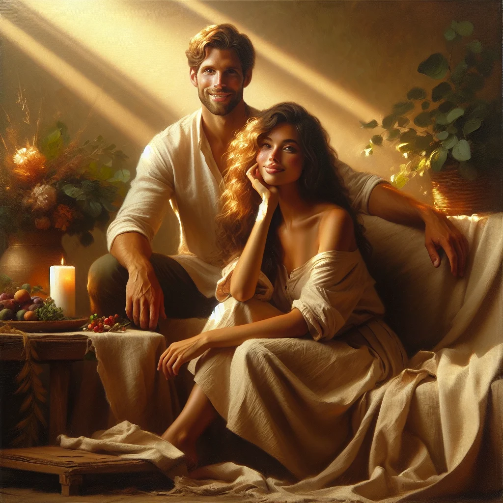 Couple sitting together, both appearing confident and connected, showing how to improve self esteem in relationships