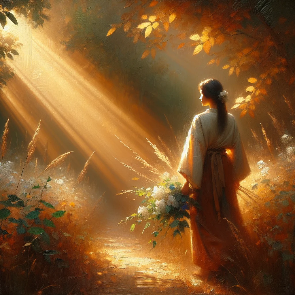 A woman walking peacefully along a tree-lined path, symbolizing how self love is a journey