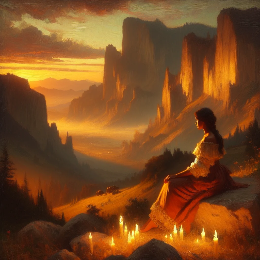 Person reflecting on life during spiritual awakening overlooking mountain view