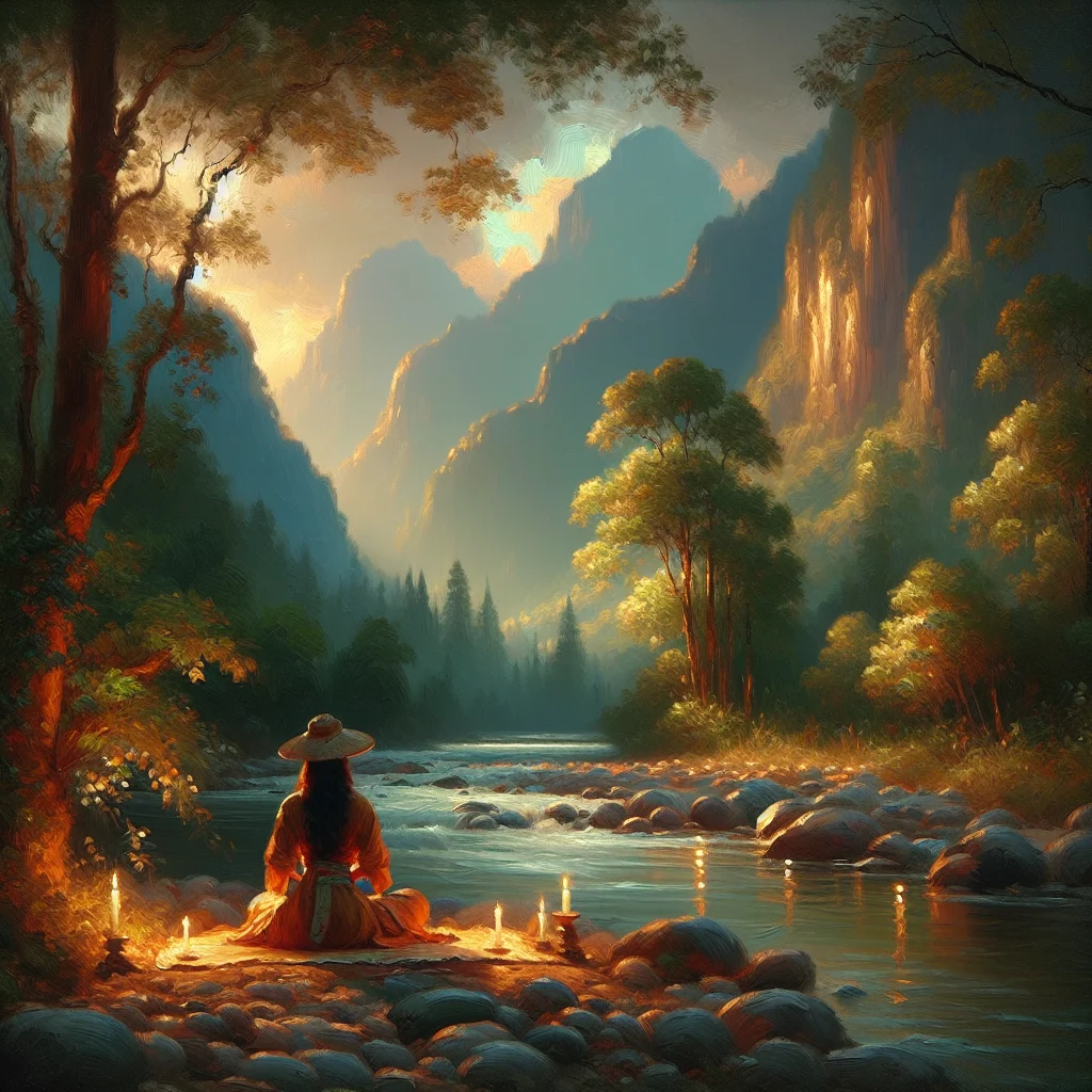 A person sitting alone in nature reflecting deeply, symbolizing what causes spiritual awakening