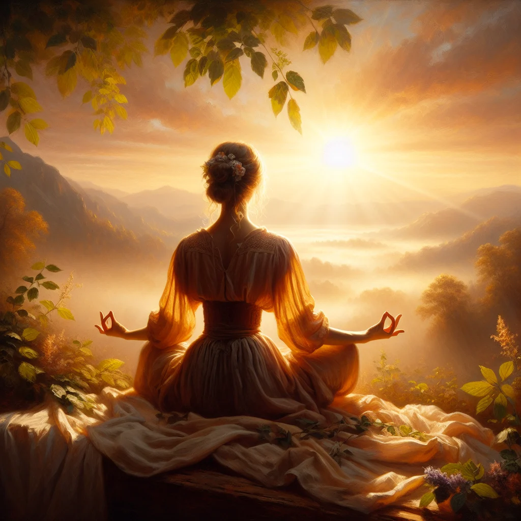 why do spiritual awakenings happen - woman meditating on top of a mountain during sunrise