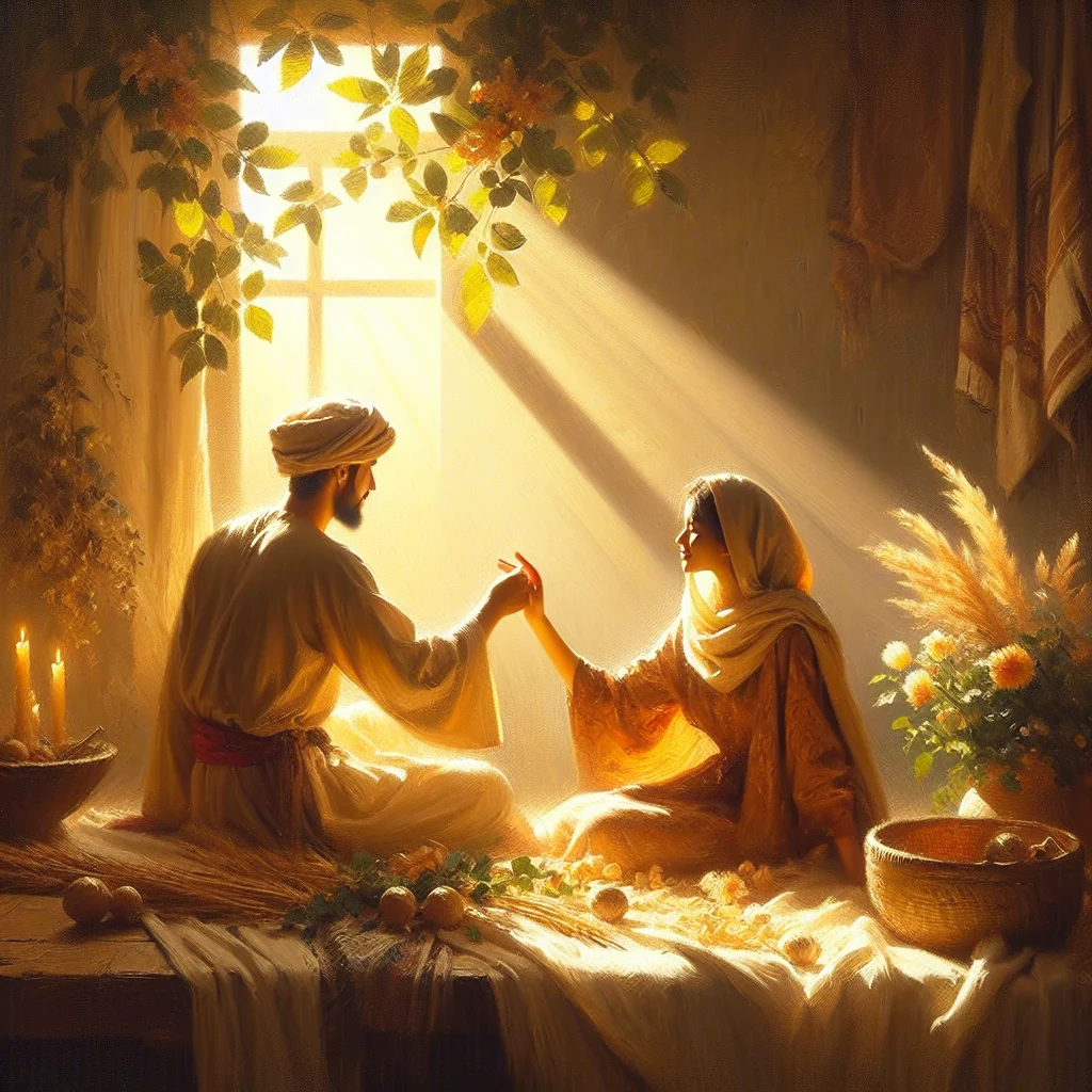 Man and woman holding hands in silence, representing an act of self-giving love in a relationship