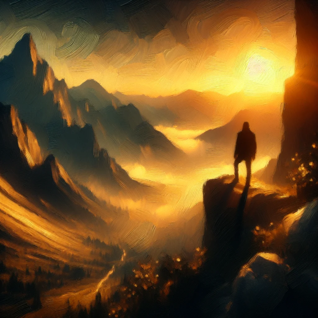 A person meditating during sunrise, symbolizing spiritual awakening and inner transformation