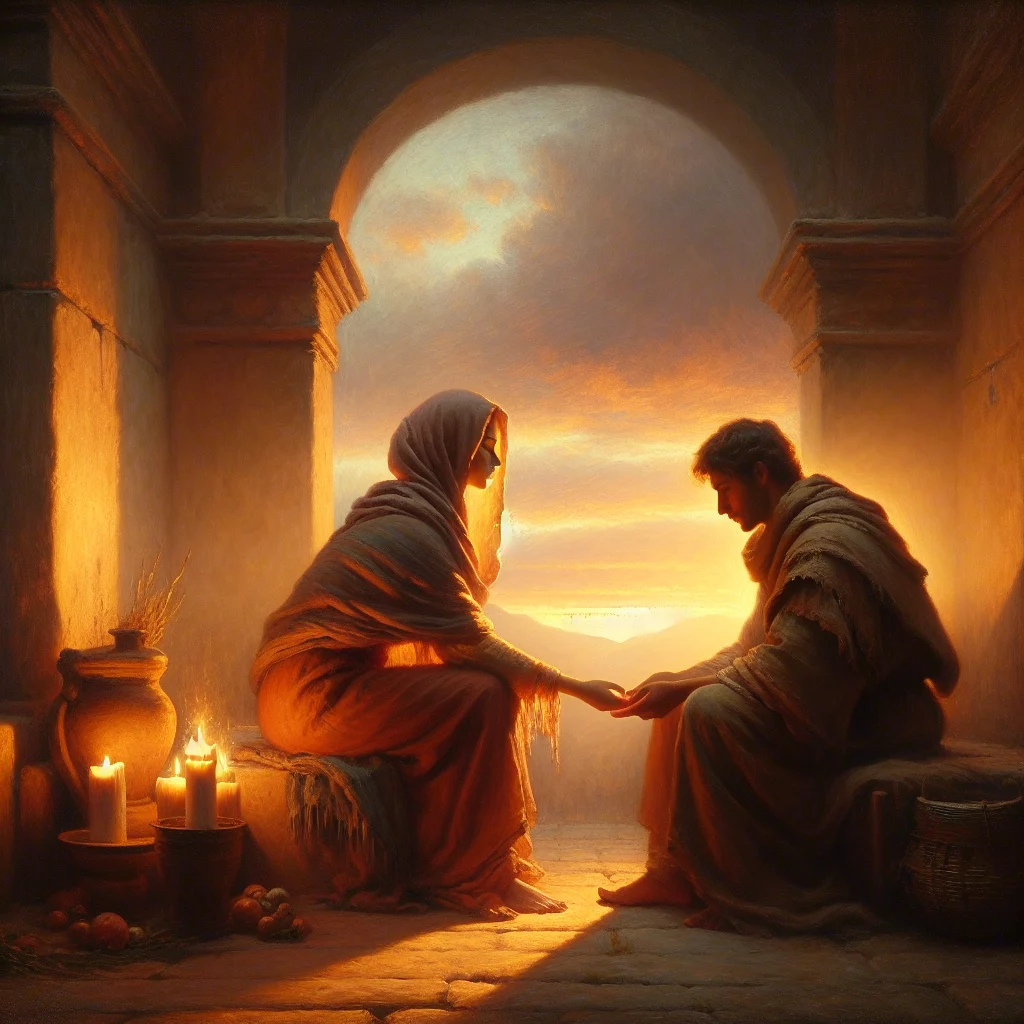 Two people holding hands during sunrise, illustrating what does love require in human connection