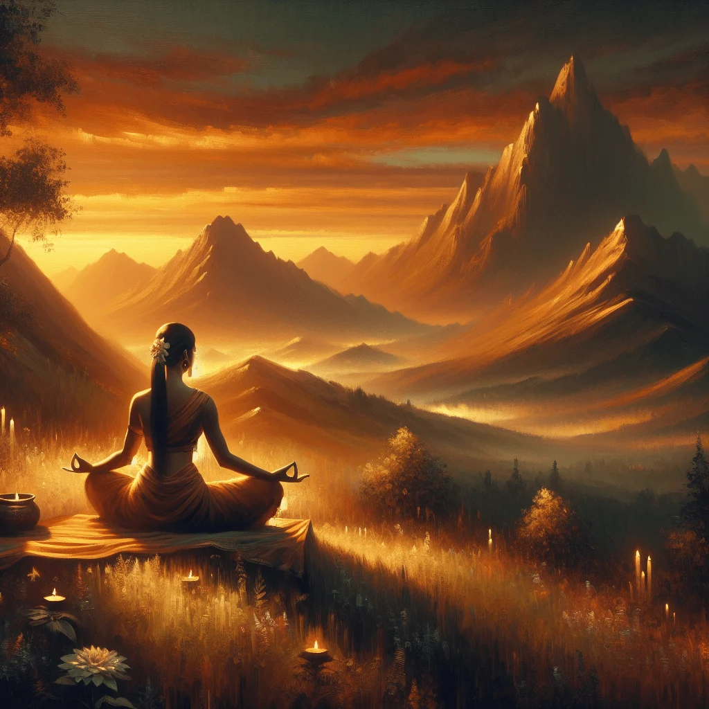 woman meditating at sunrise experiencing spiritual awakening moment