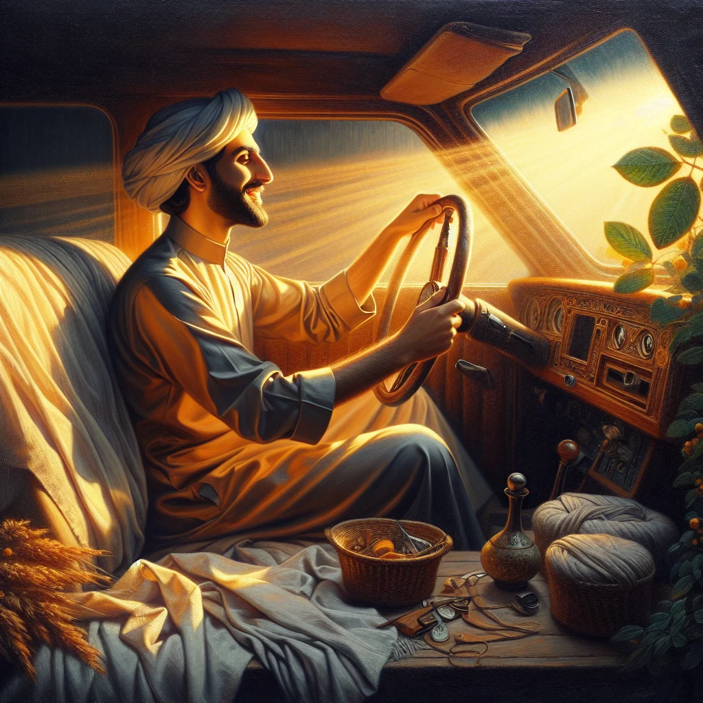 man smiling during a test drive, visualizing how to manifest a car