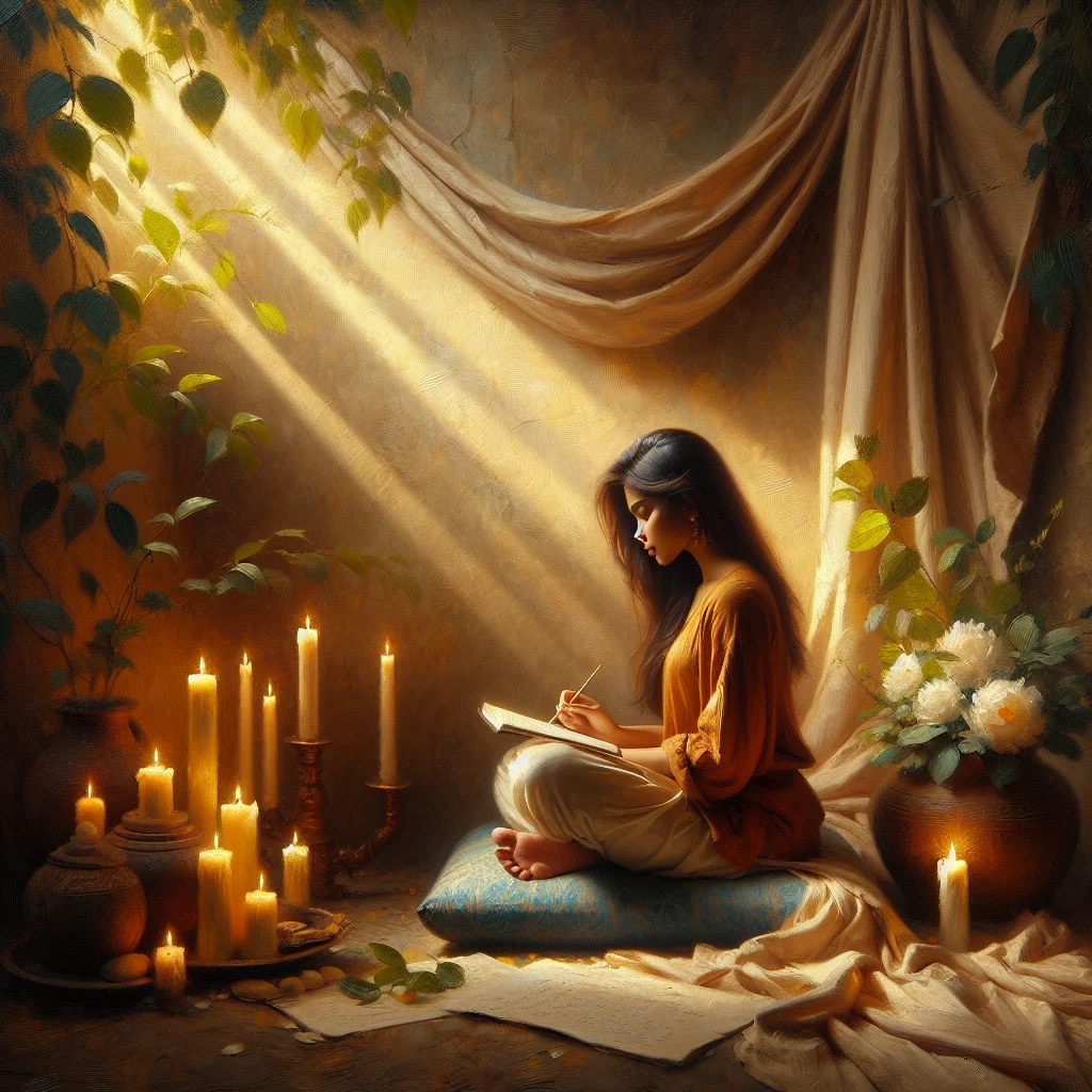 Woman meditating on self-love while manifesting her specific person