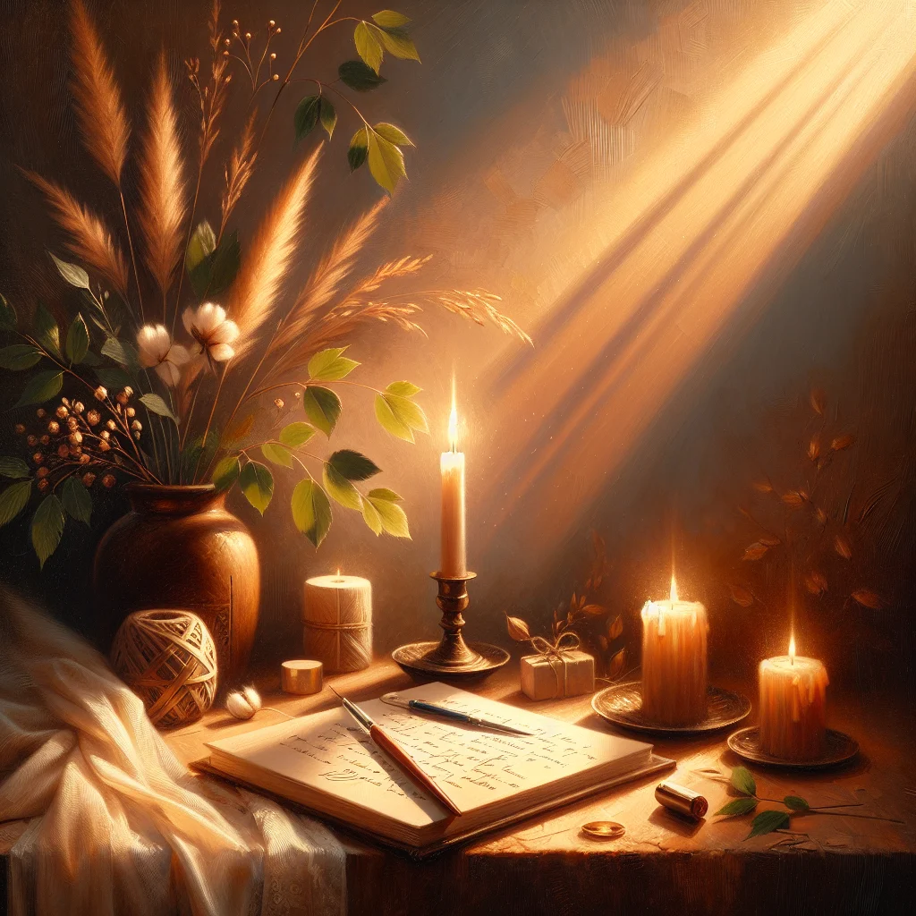 how to start manifesting journal on cozy desk with candles and flowers