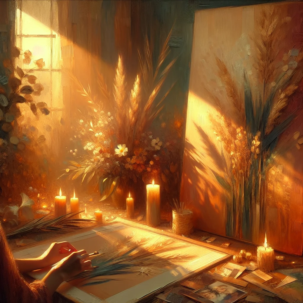 woman journaling as part of manifestation techniques with candles and crystals nearby