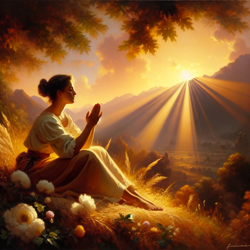 person praying in mountains seeking inner peace with god