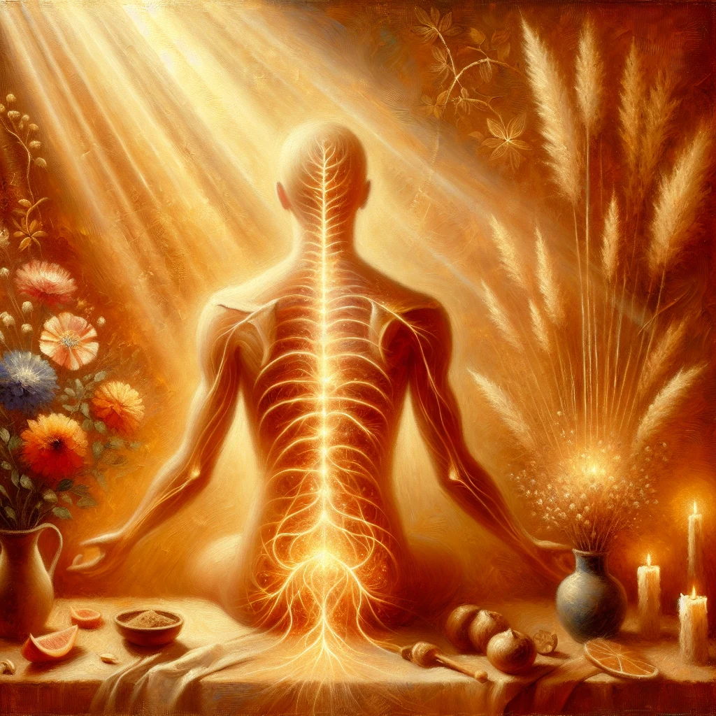 Illustration of energy flow in a person undergoing kundalini awakening