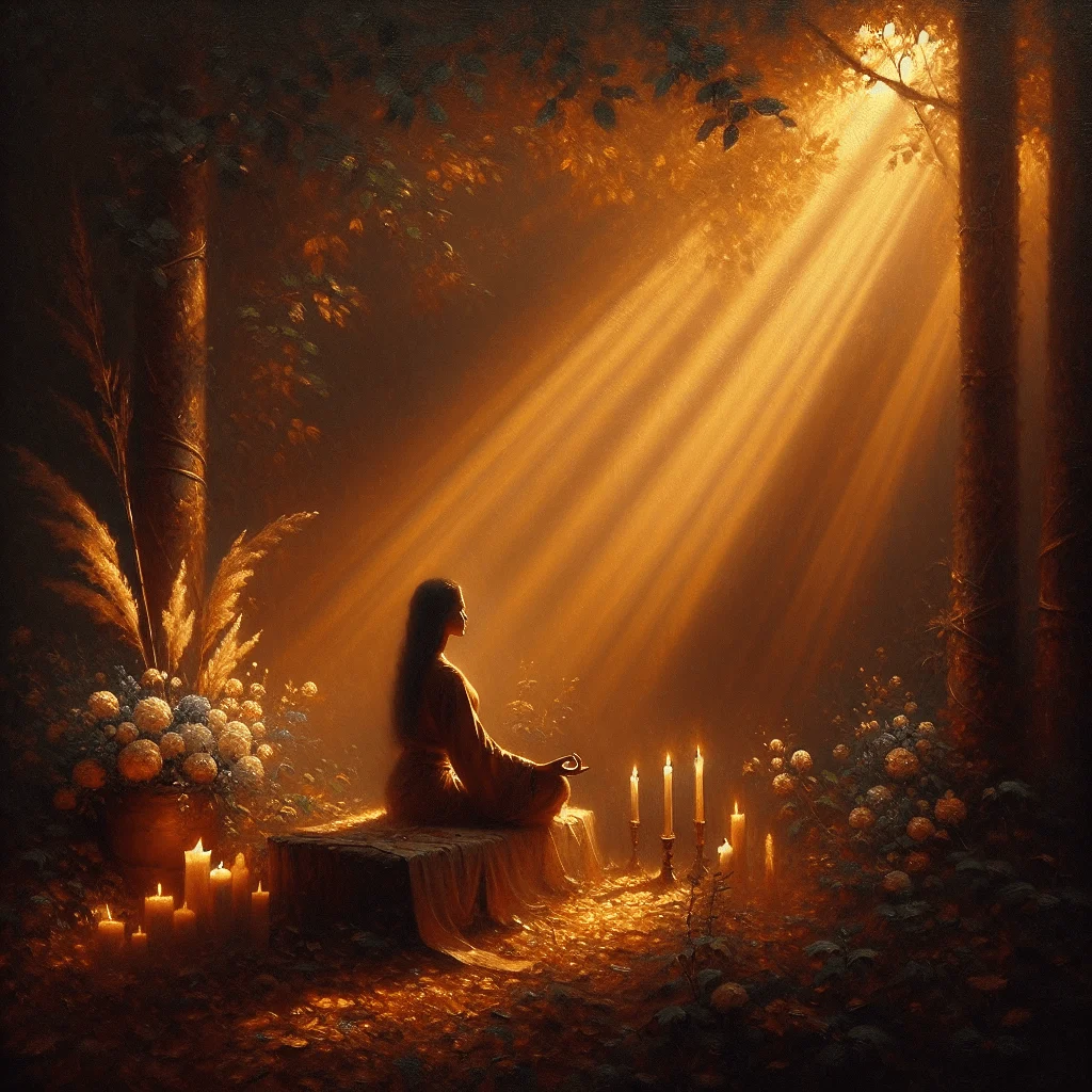 Person meditating outside after reflecting on shadow work questions for self love