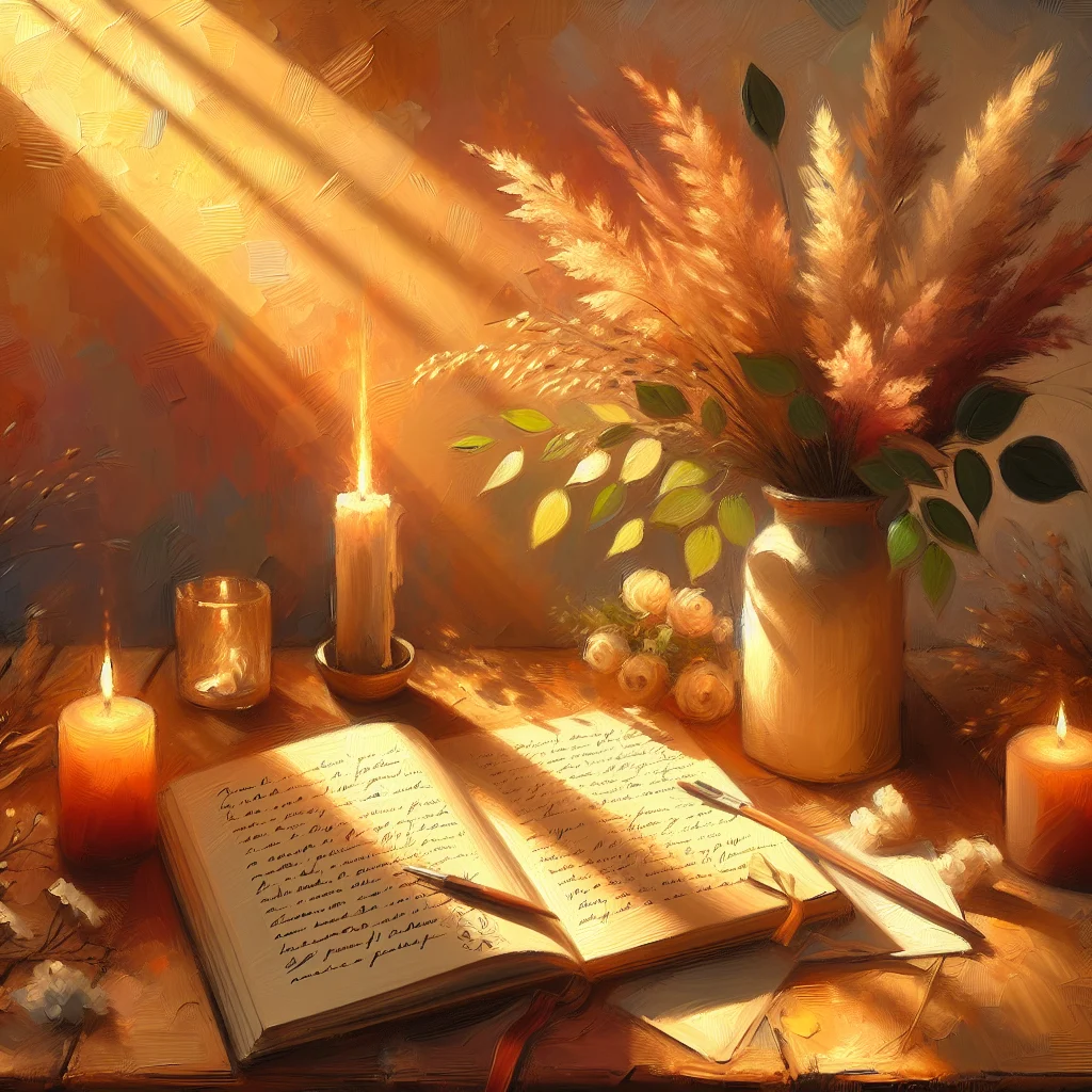 affirmations written in self-care journal in morning light