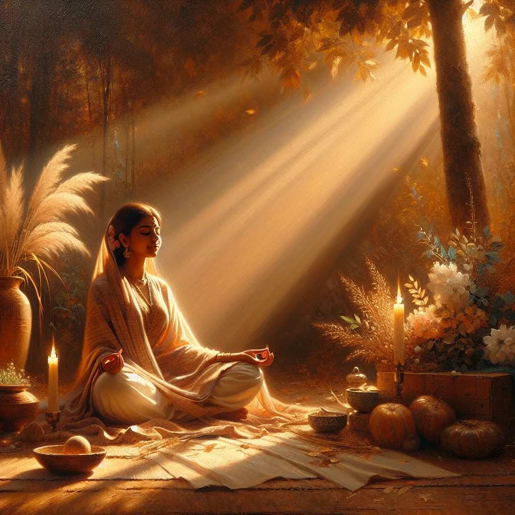 Woman practicing fasting emotional healing outdoors