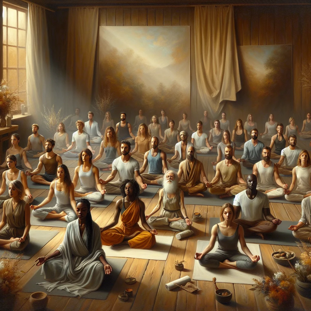 group of people in a live meditation session