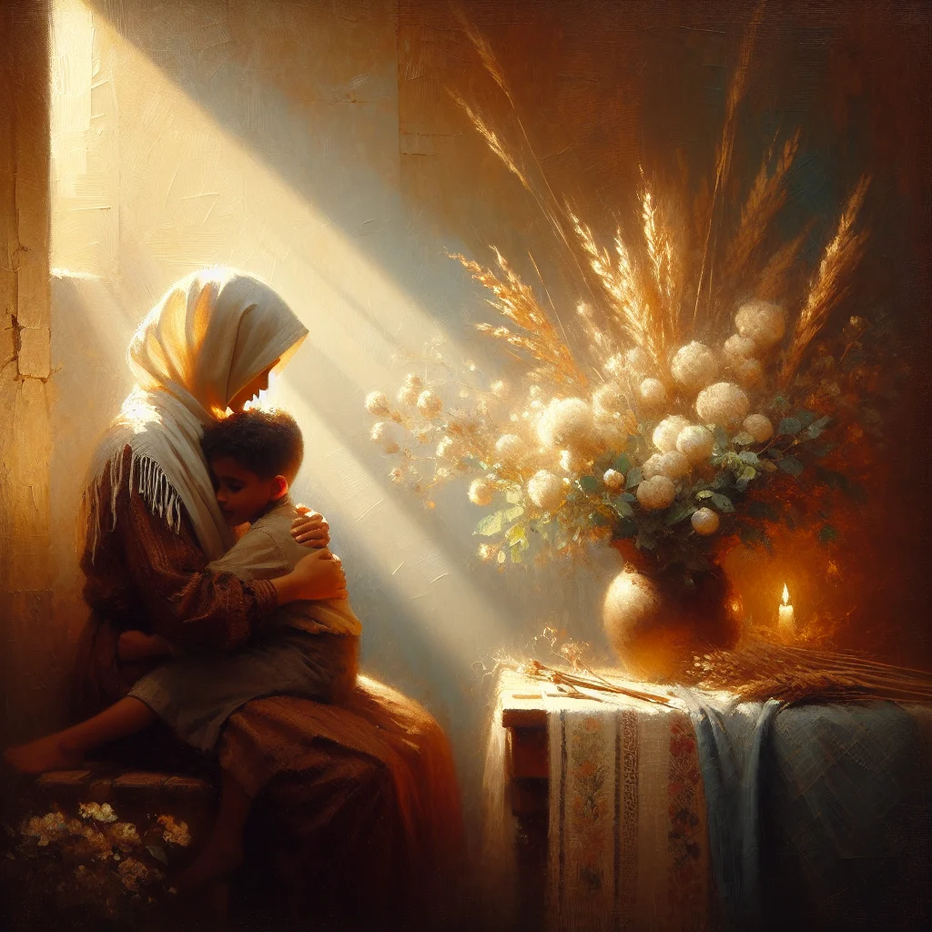 burnout symptoms mother mom hugging child with peaceful expression