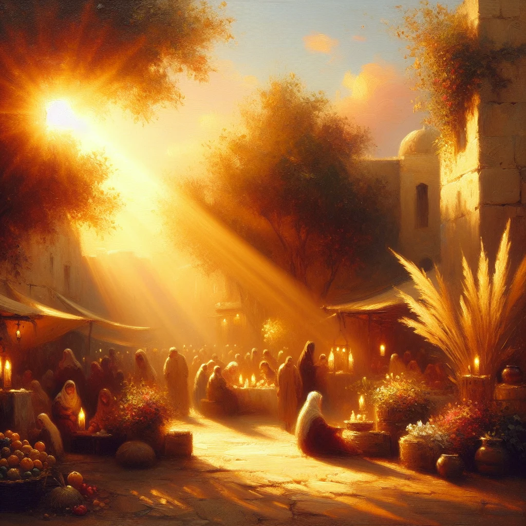 slow living in Spanish square under the sunset