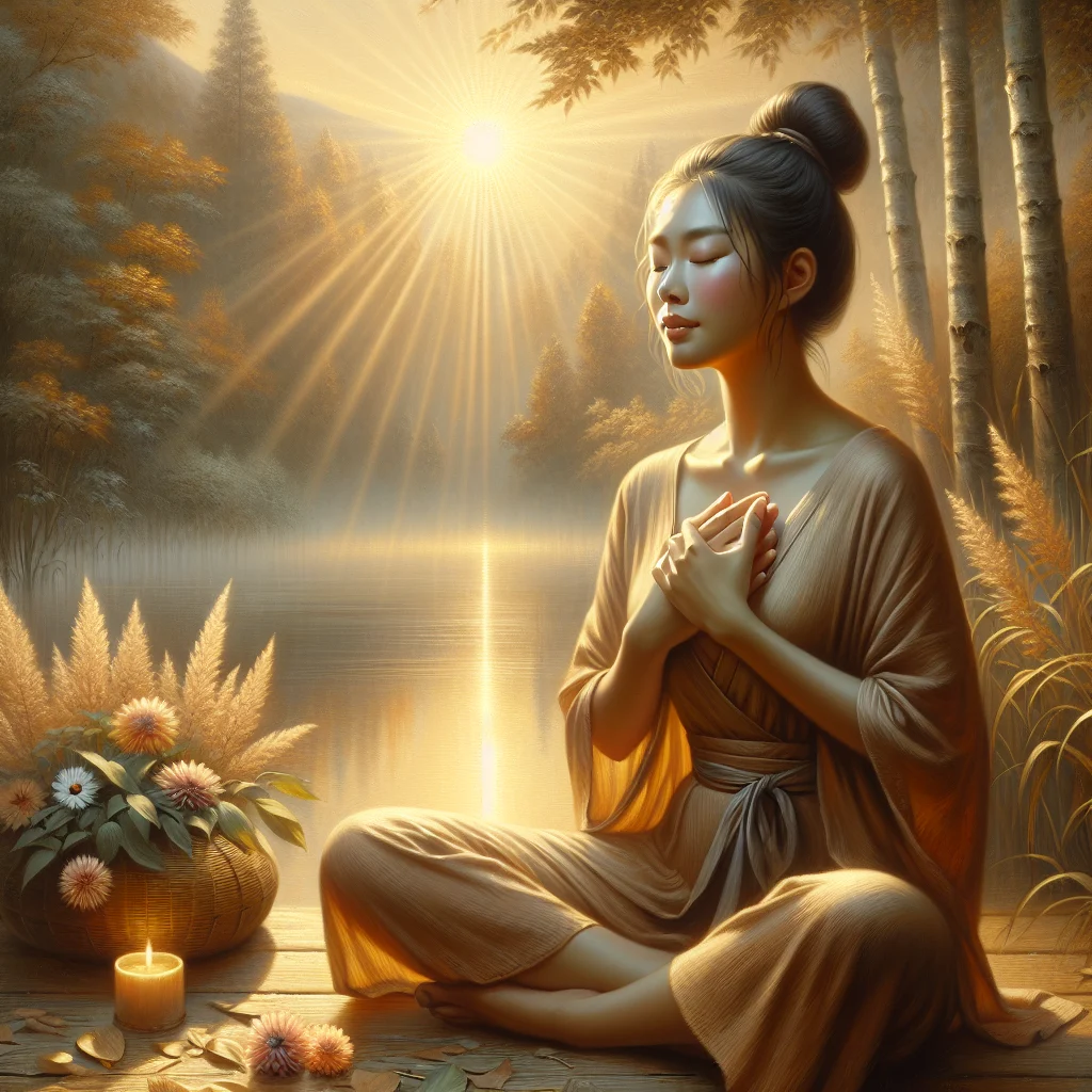 woman participating in cultivating emotional balance course through outdoor mindfulness practice
