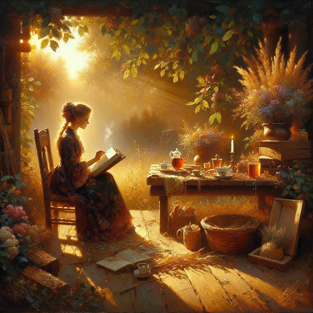 A woman in a peaceful forest retreat resting and reflecting on her work burnout recovery process