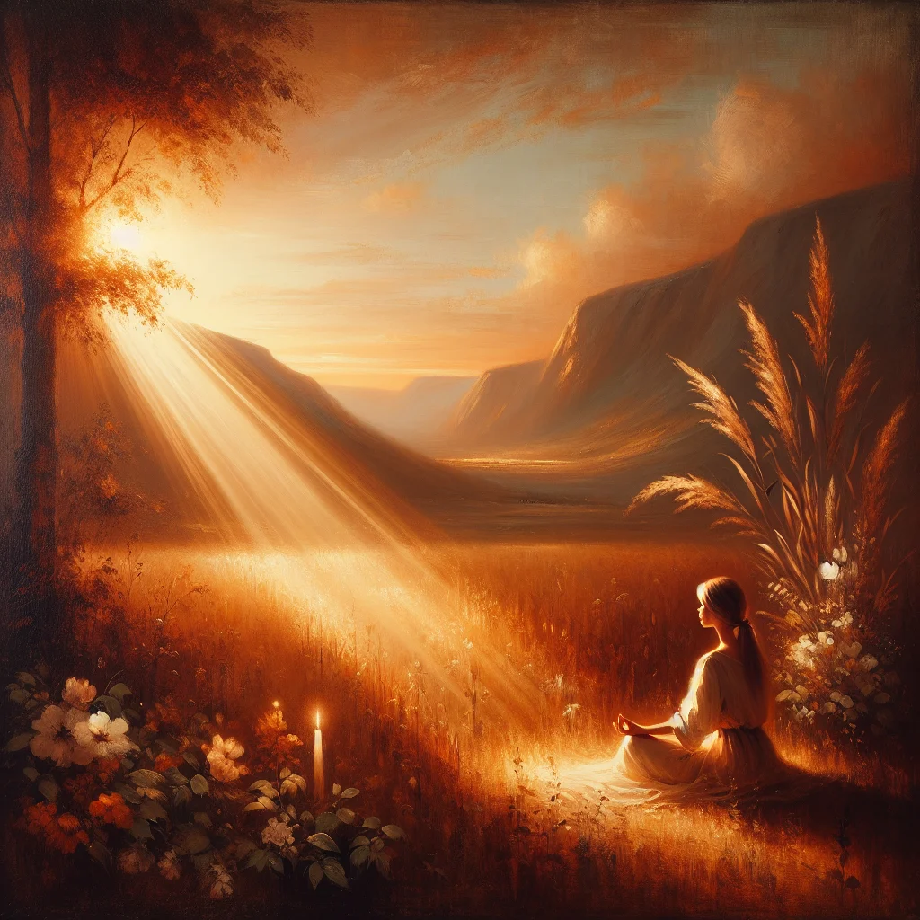 A person practicing zen slow living at a peaceful mountain retreat