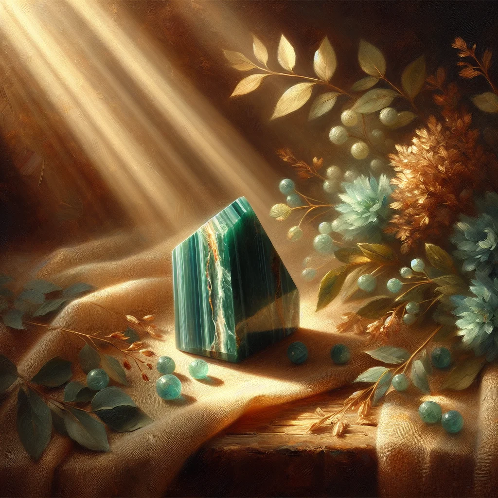 Natural amazonite crystal stone displaying turquoise-green color and healing properties