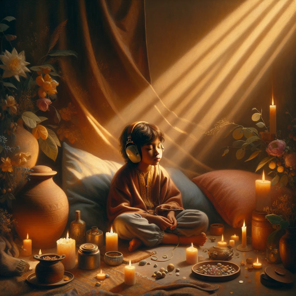 autistic-child-resting-quietly-at-home Autistic child recovering from burnout while resting in a calm, sensory-friendly environment at home