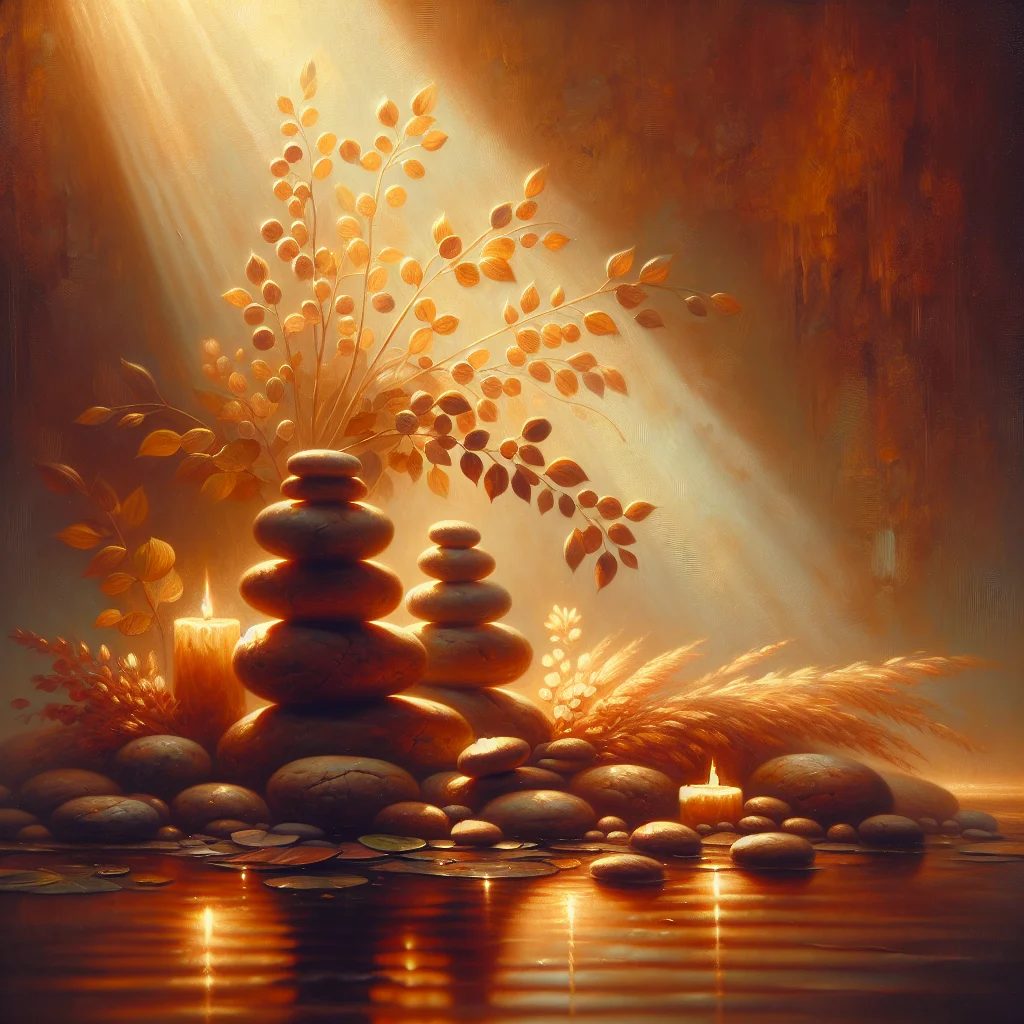 Stacked stones symbolizing balance and harmony reflected in calm water representing emotional equilibrium